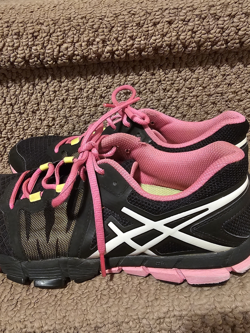 Asics Black, Pink & White Women's Running Shoes